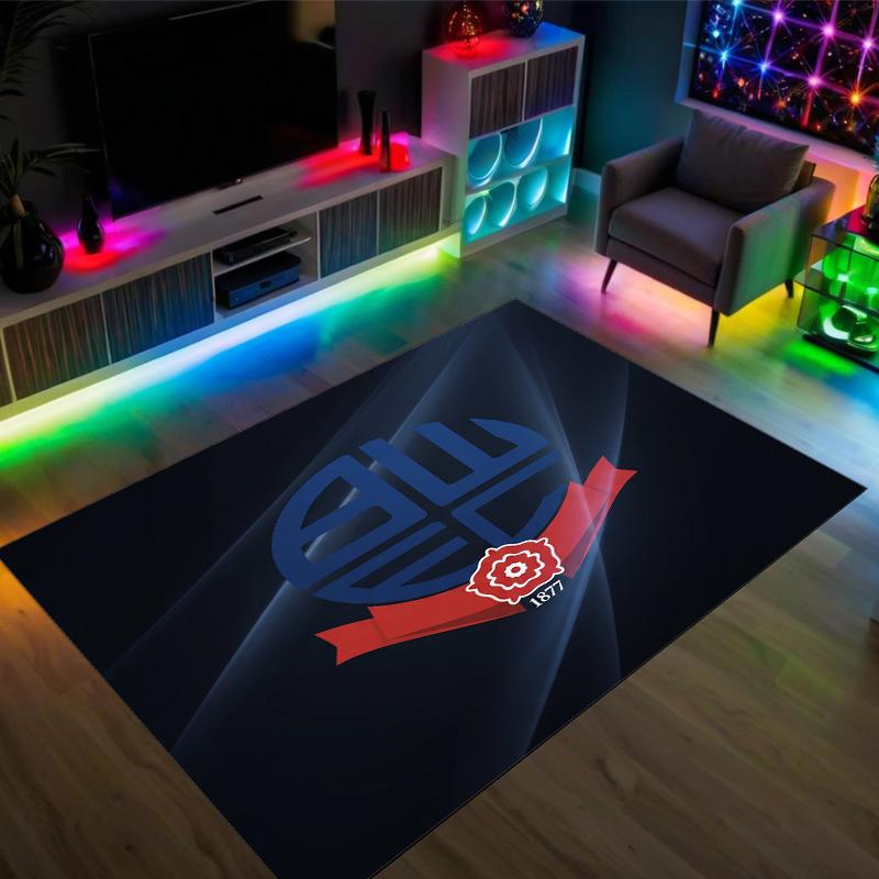 Bolton Wanderers FC Design Crystal Velvet Carpet Cozy Non?Slip Printed Rug For Bedroom Living Room Entrance