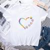 Ladies' Casual Love Footprint Print Loose Casual Round Neck Pure Cotton Short Sleeved T-Shirts Women’s