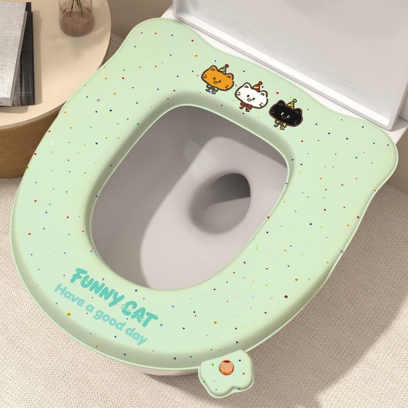 Reusable Thick Waterproof Toilet Seat Cover With Adhesive Backing 4mm Foam Padding Bear Shape All Season Use