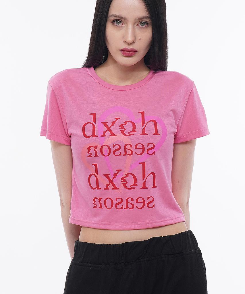 D.XO.H To Heart Сезонный Логотип Укороченный Топ Розовый