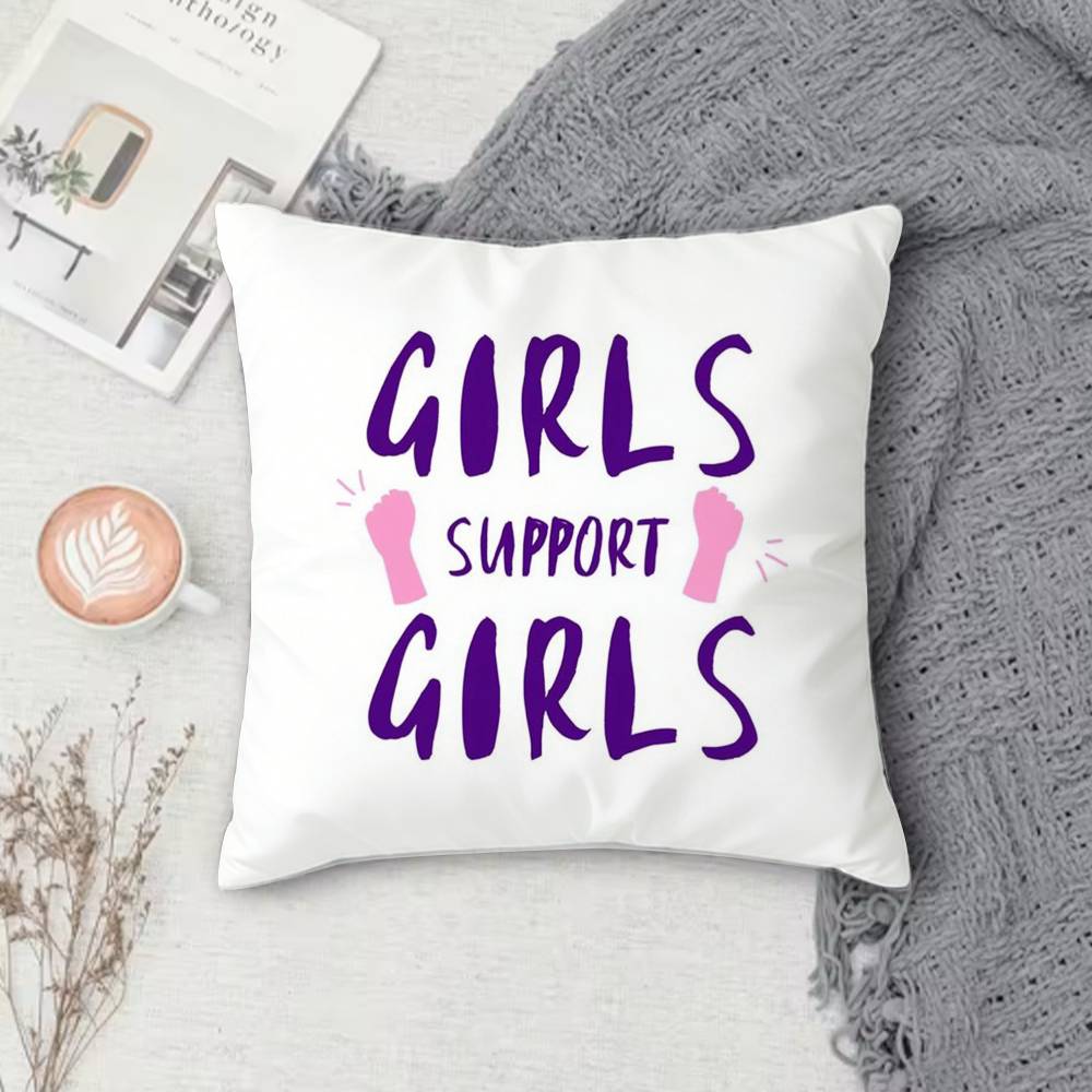 Girl Power Double-Sided Printed Square Pillow Cover Decorative Cushion Cover For Sofa Bedroom Bedside