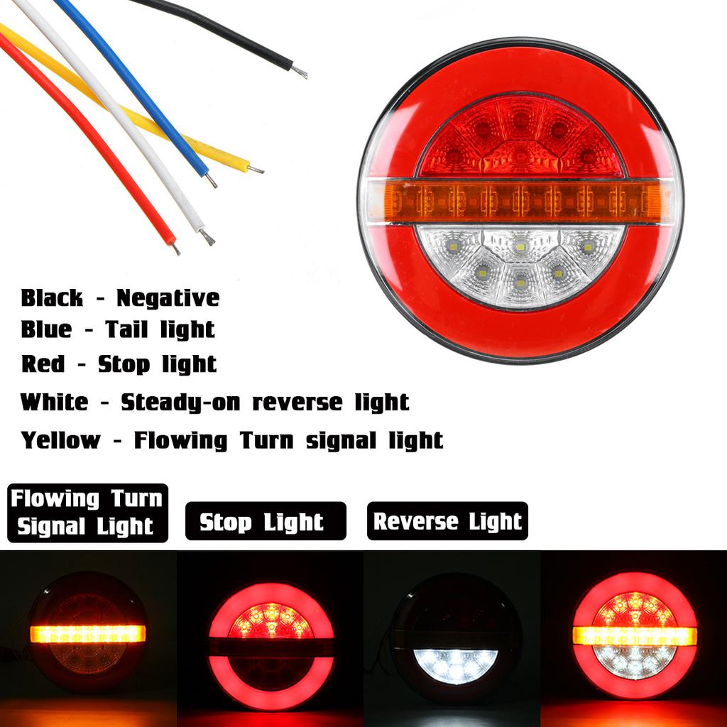 1/2/4x Waterproof LED Trailer Truck Rear Tail Light Taillight Reverse Brake Stop Lights Car Bus Caravan Flowing Turn Signal Lamp