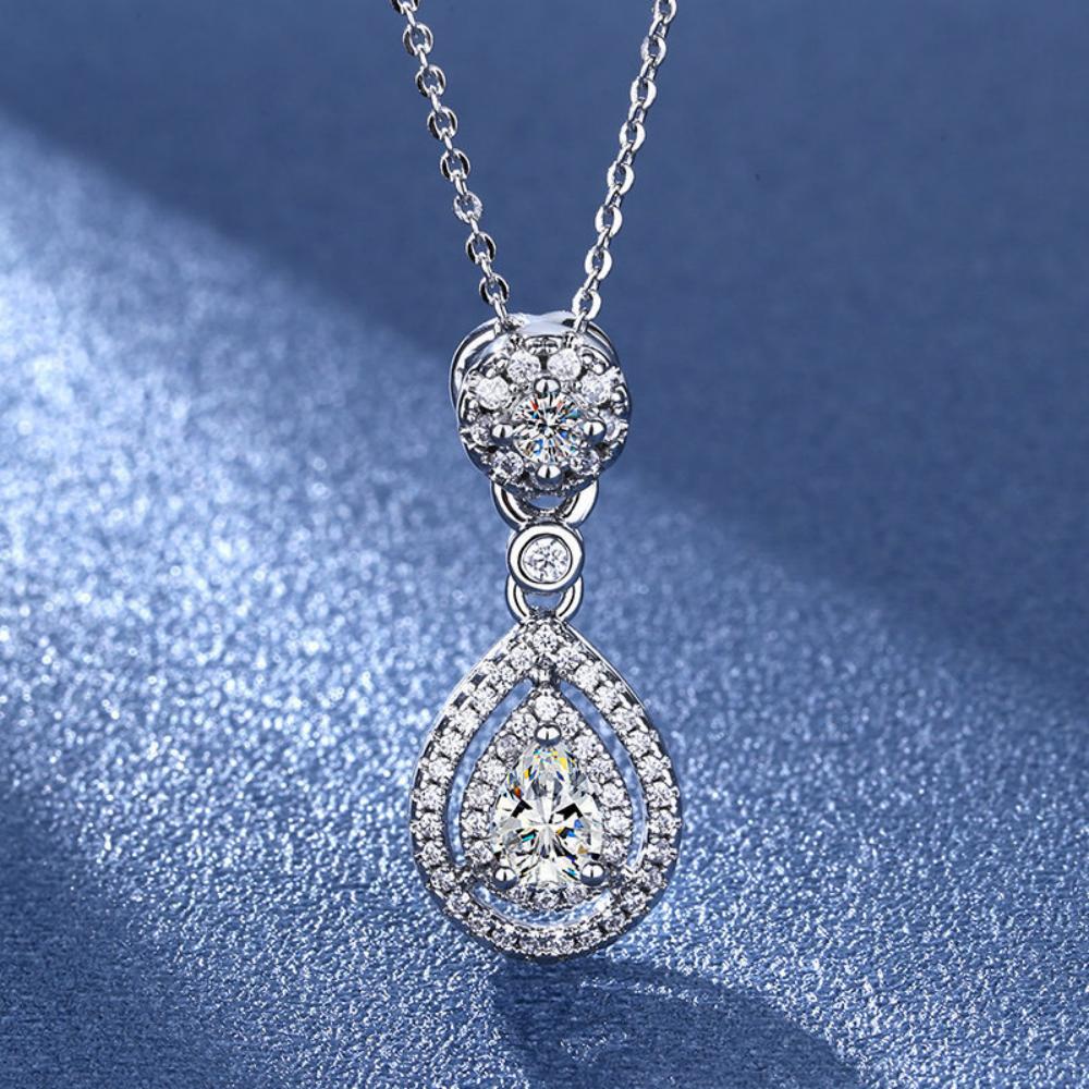 Серебряное колье 925 пробы для женщин, сверкающий циркон, кулон в форме слезы, цепочка на ключицу, ювелирное изделие, подарок на день рождения