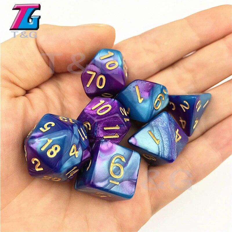 Игровые кости DND, ролевые игральные кости, набор кубиков для смешивания цветов с сумкой, 9 различных стилей, доступных для портативных игрушек, DND, RPG, TRPG, игры
