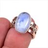 Natural Rainbow Moonstone Gemstone 925 Sterling Silver Two Tone Ring S.6.5 I6D96