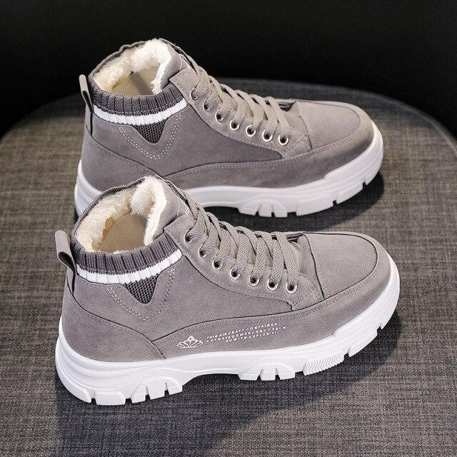 Женская повседневная обувь, модные кроссовки на шнуровке, зимние ботинки на платформе, зимние женские ботинки, теплая плюшевая женская обувь, Zapatos De Mujer