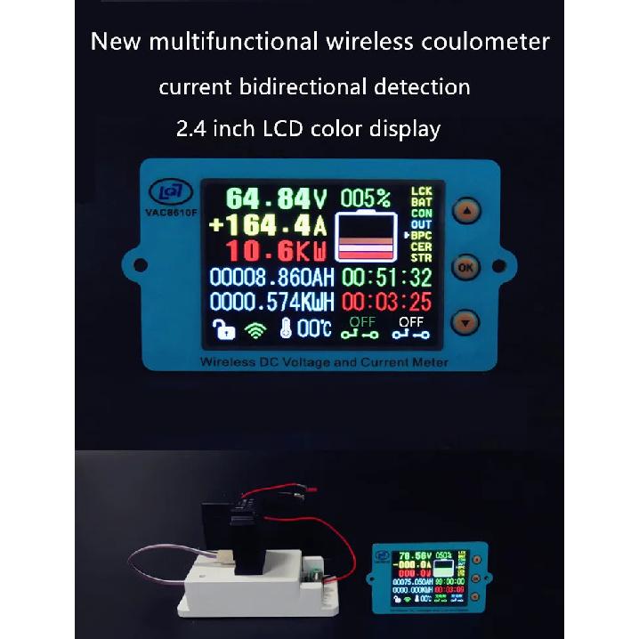 DC 500V 100A 200A 500A Беспроводной вольтметр Амперметр Детектор емкости и мощности для солнечных батарей Кулонометр Тестер