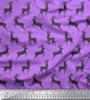 Purple Japan Crepe Satin Fabric Stencil Reindeer Animal Print Fabric by the Metre 42 Inch