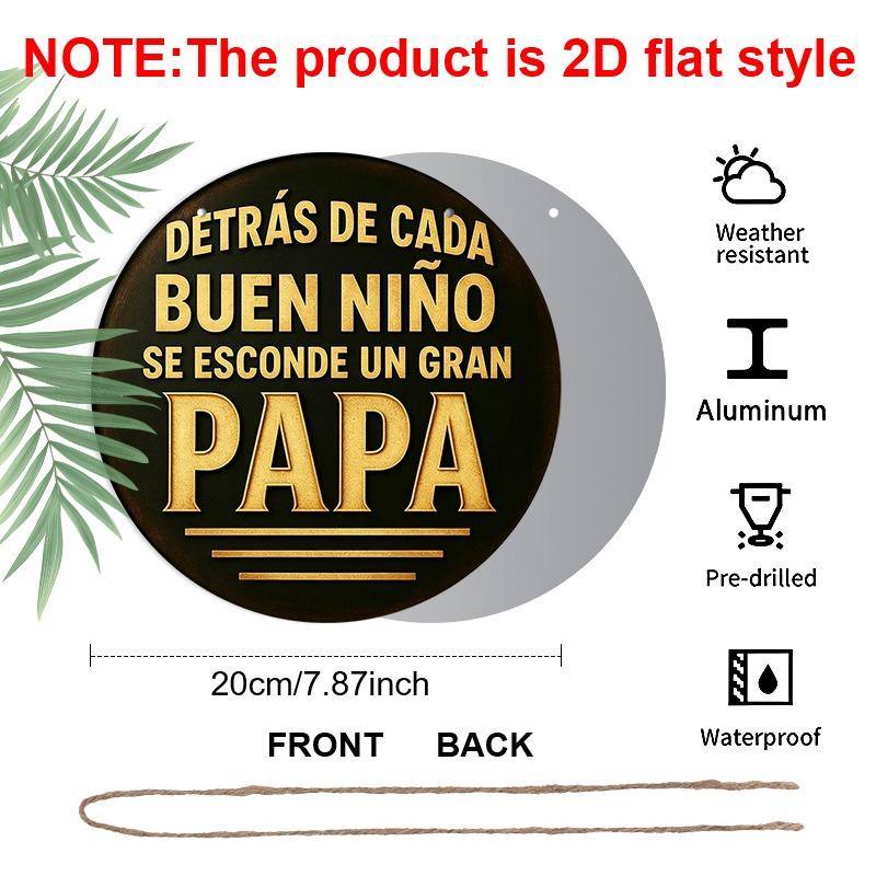 2D Flat Father's Day Themed Aluminum Pendant, Available in Various Sizes. Featuring Spanish Quotes To Honor Fathers, This Is An Ideal Choice for Home