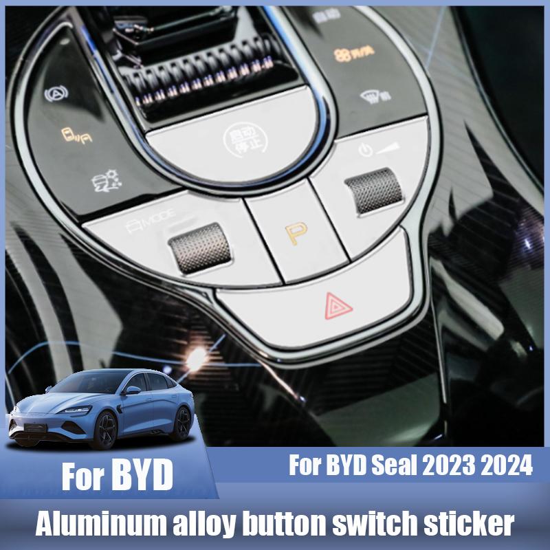 For BYD Seal 2024 Aluminum alloy button switch sticker gear shift panel Steering wheel Window lift Electric tailgate switch
