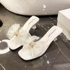 2025 new slippers female transparent bow summer new sexy fairy style high heels sandals stiletto heel spot