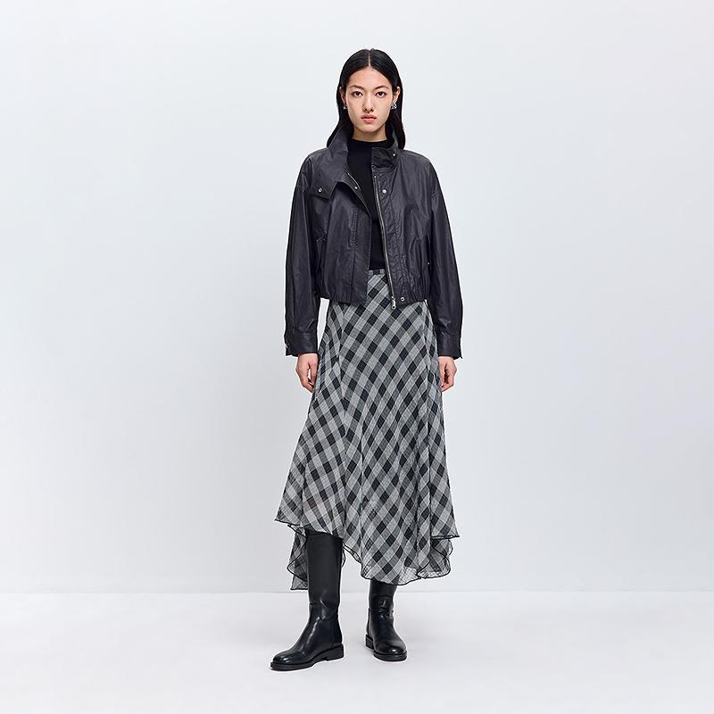 LILY Retro Plaid A-Line Skirt for Women