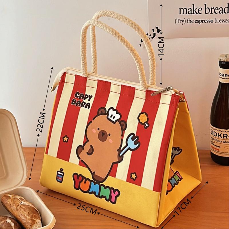 Kawaii Cartoon Capybara Lunch Box Bag Insulated Tote Bag Bento Bag Lunch Bags For Women Girls Portable Thermos Bag Gifts