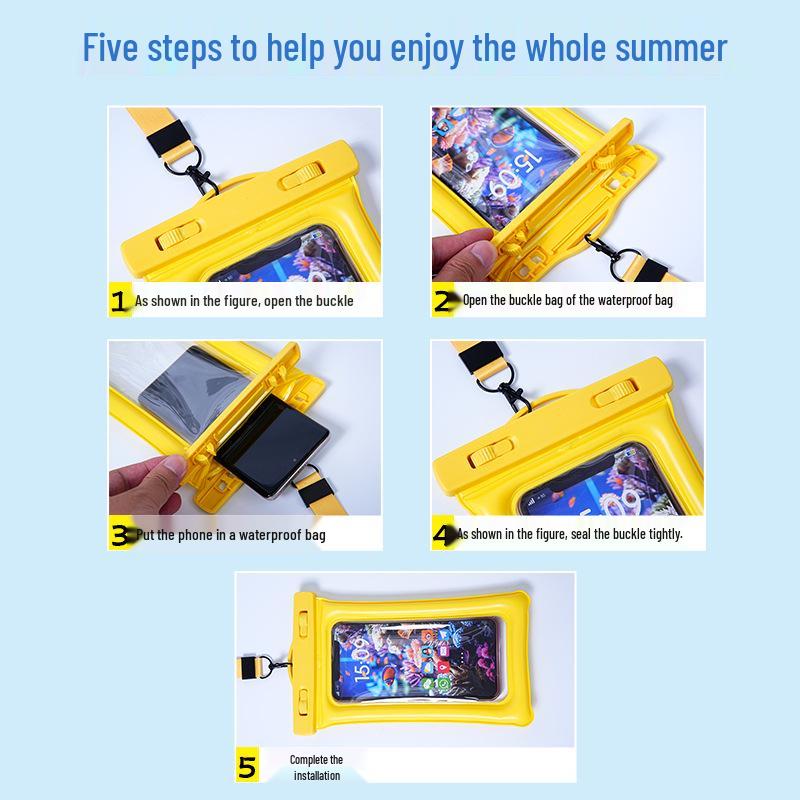 Большой водонепроницаемый чехол для телефона с воздушной подушкой и высокопрозрачным сенсорным экраном - Идеально подходит для дайвинга, плавания и защиты от дождя