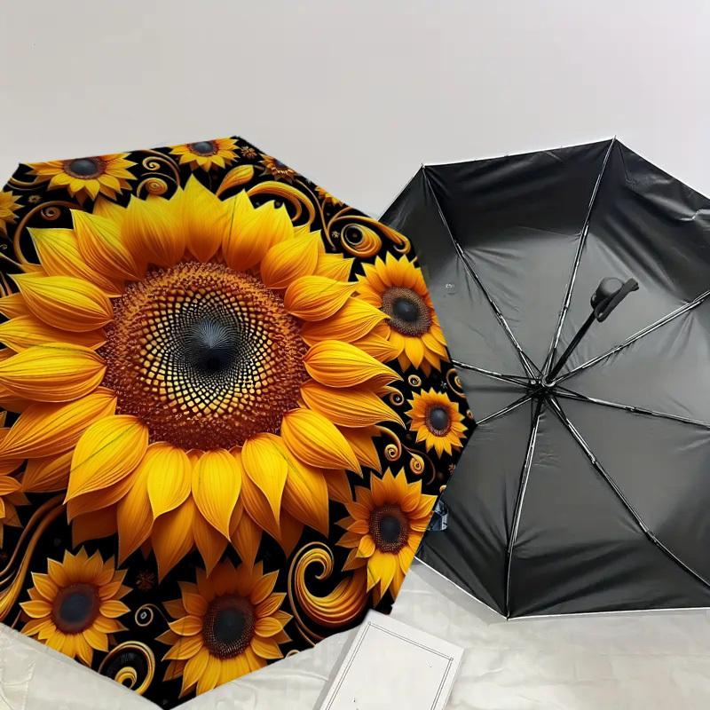 1PC sunflower pattern Automatic Open/Close Umbrella with Windproof, 8-Rib Sturdy Canopy, Durable Ribs, Fashionable Design,1298A