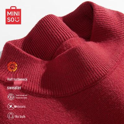 Мужской вязаный свитер MINISO с утолщенным воротником-половиной