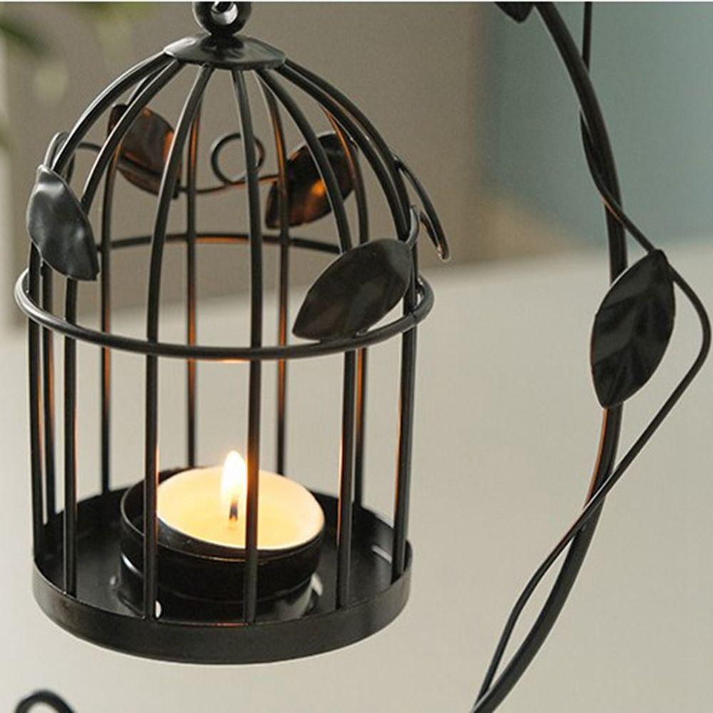 Hollow Leaf Candle Holder Iron Craft Iron Candlestick Ornaments Birdcage Candle Lamp  Desktop Decor