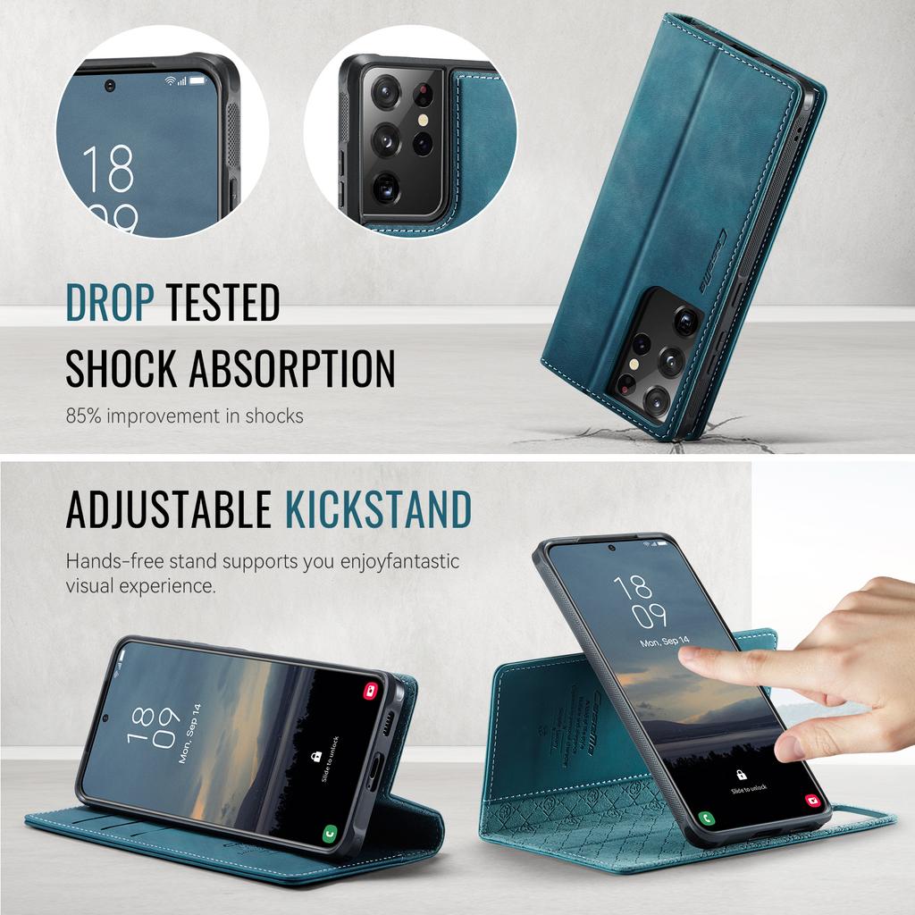 For Samsung Galaxy S21 Ultra 5G Case CASEME C49 Compatible with MagSafe RFID Blocking Detachable Wallet Leather Phone Cover