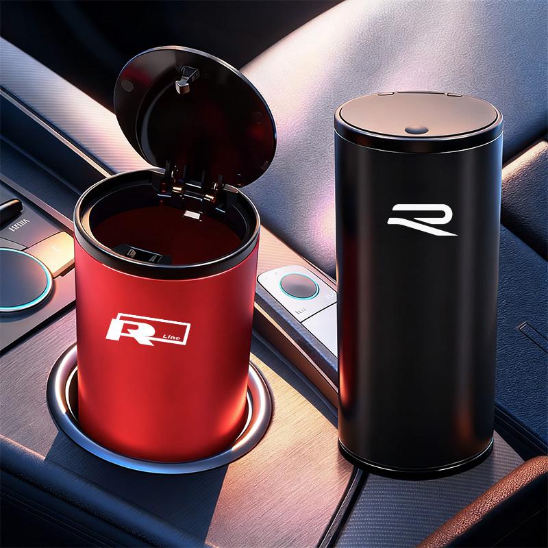 WGLRK1 Portable Car Garbage Cup Aluminum Alloy Trash Can Ashtray For VW GTI Polo Golf Passat Tiguan Arteon Touareg CC Taigo Caddy Jetta
