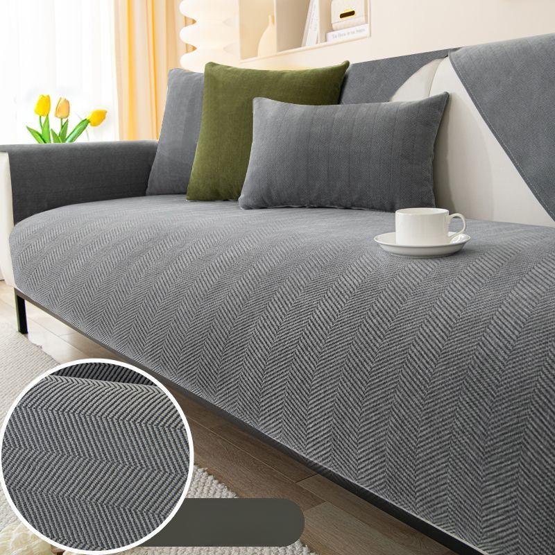 Herringbone Pattern Chenille Sofa Cover Non-slip Couch Cover Living Room Sofa Slipcover Backrest Armrest Chair Protector Cushion