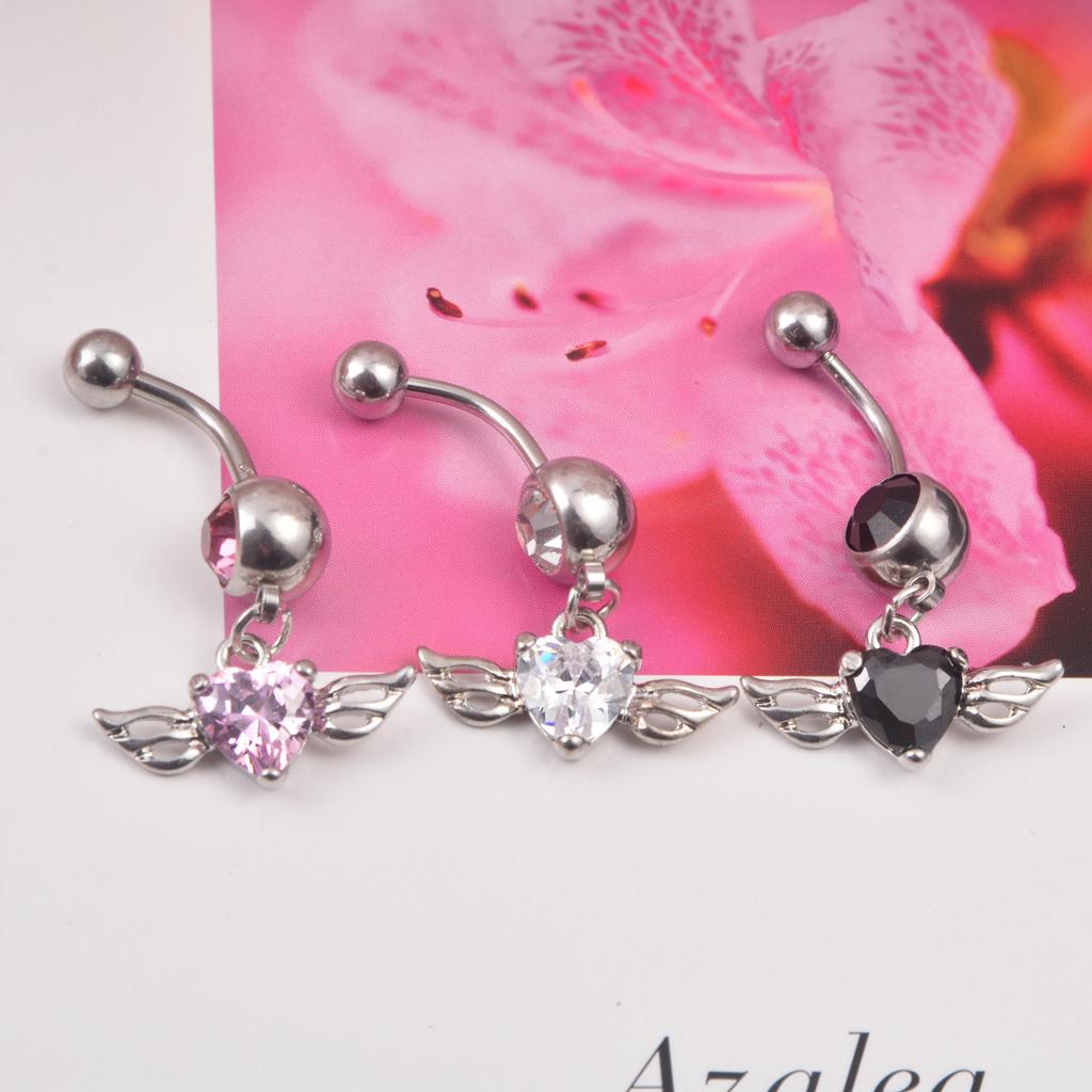 Корейские популярные проколы ювелирных крыльев, персиковое сердце, инкрустированные бриллиантами, пупок, пряжка ремня