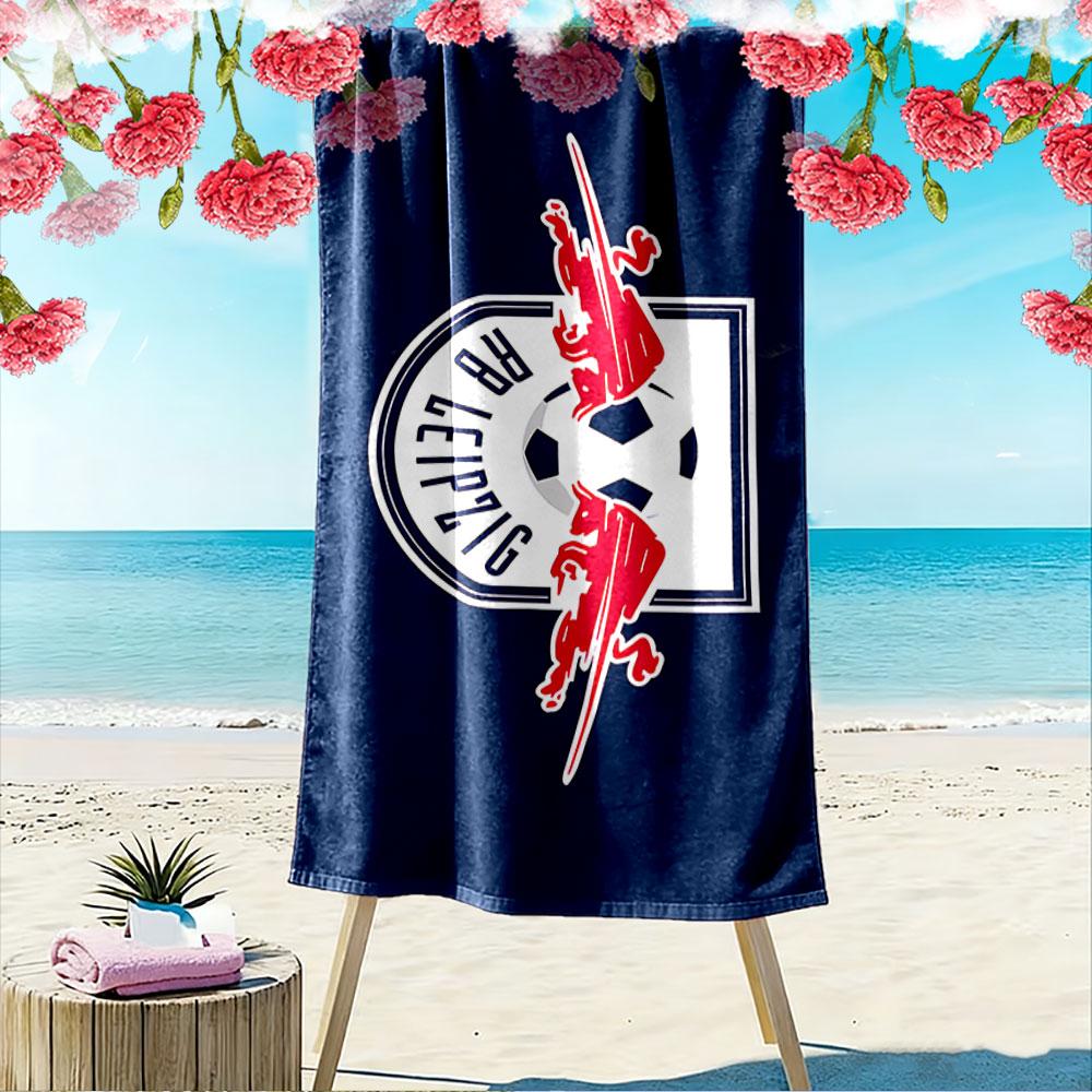 Large Beach Towel with RB Leipzig Red Bull Crest, Quick Dry, Soft and Absorbent, for Soccer Fan Beach Pool Travel