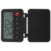 Small Alarm Clock Ultrathin LCD Display Battery Powered Non Ticking Date Temperature Flip Cover Night Light