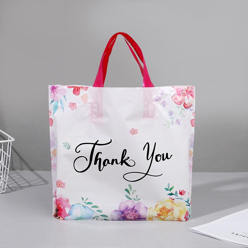 10 шт. Подарочный пакет «Спасибо» с цветочным дизайном, пластиковые сумки-тоут для свадебной вечеринки по случаю дня рождения, подарочная упаковка, сувениры на День благодарения и Рождество