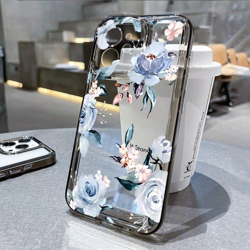 Милый художественный чехол с цветами для iPhone 16 15 14 13 12 11 Pro Max Mini X XS XR SE 7 8 Plus, противоударный, нескользящий, мягкий чехол, Fundas