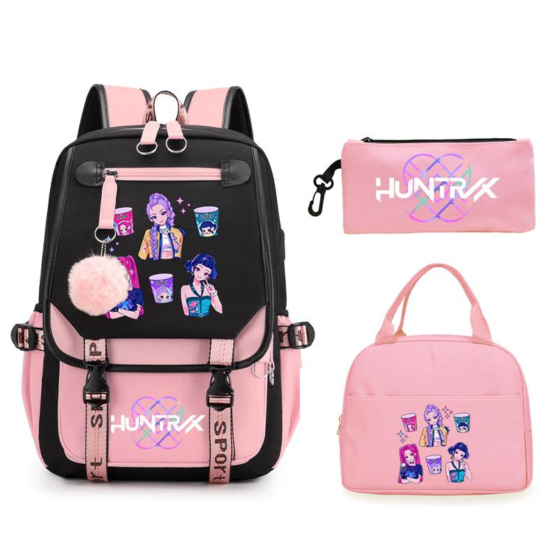 KPop Demon Hunters Rumi Anime Merchandise Backpack and Pencil Case Convenient Backpack for Couples for Business Trips and Travel