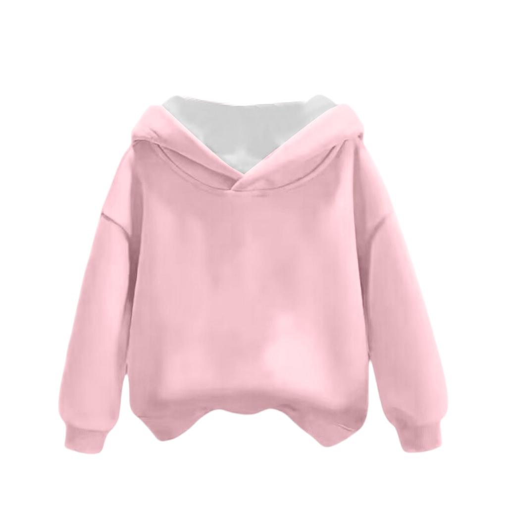Children's Boys And Girls Fashionable Solid Color Pullover Casual Round Neck Hooded Sweatshirt Plus Fleece Sweatshirt
