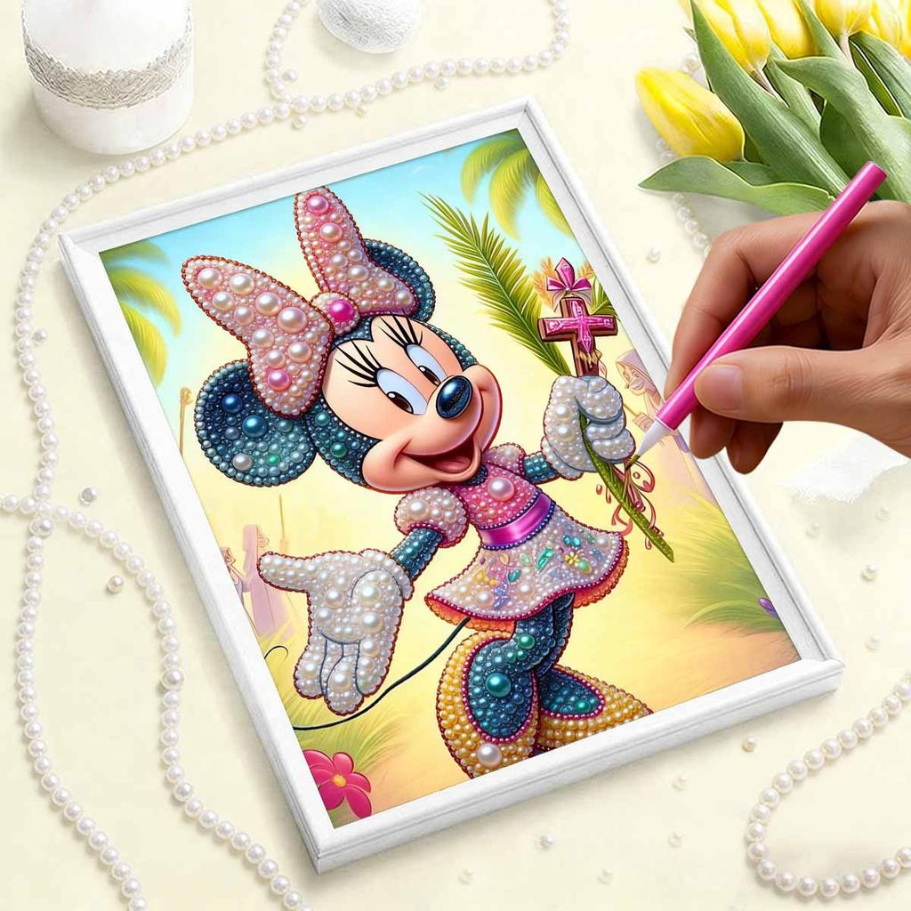 Disney Жемчужная Живопись Минни Пасхальная Пальмовая Ветка Креативное Искусство 5D Жемчучная Вышивка Набор для Вышивания Крестиком Ручная Работа DIY Декор для Дома и Комнаты Подарок