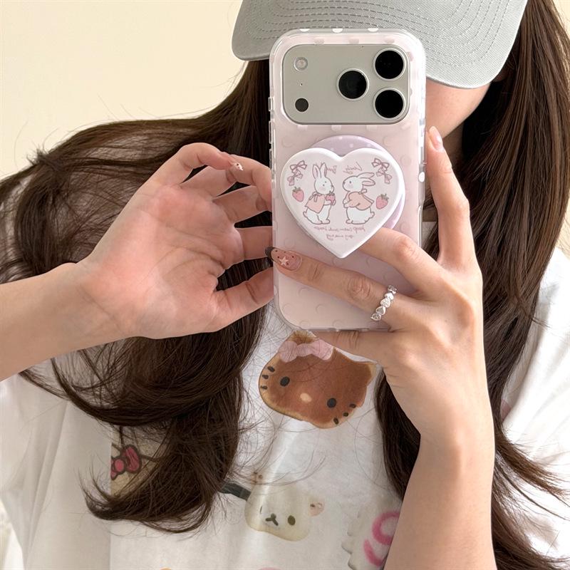 Розовый горошек Кролик с клубникой Магнитный чехол для iPhone для iPhone 17 Pro Max / 16 / 15 / 14