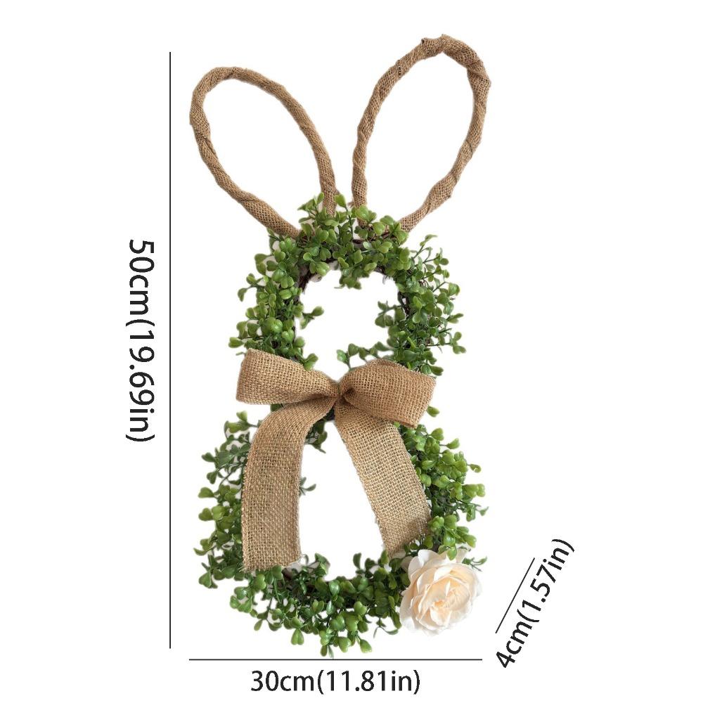 Linen Bow Easter Wreaths With Flower Artificial Wreath Front Door Wreath Window Decoration