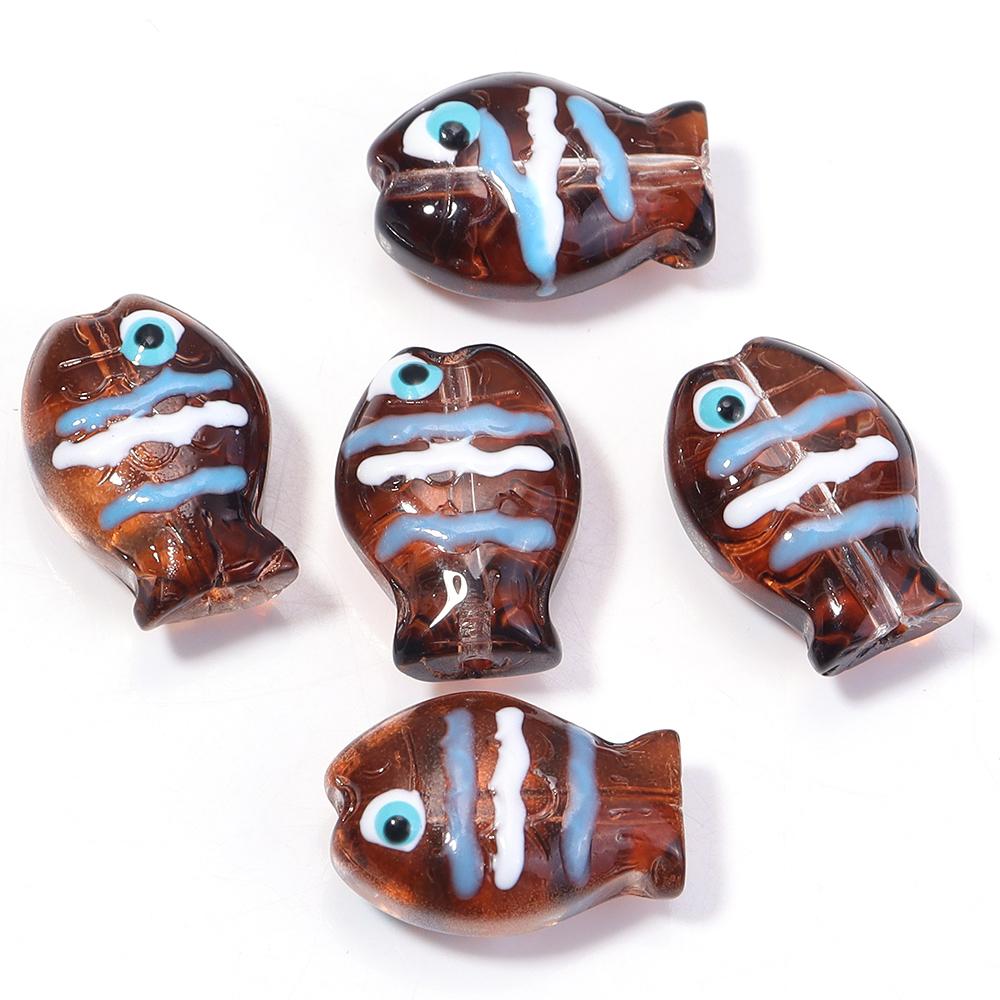 5 шт./лот Разноцветные ручной работы Lampwork Бусины Милые Мультяшные Морские Рыбки Россыпью Стеклянные Бусины Для DIY Модного Браслета Серьги Украшения