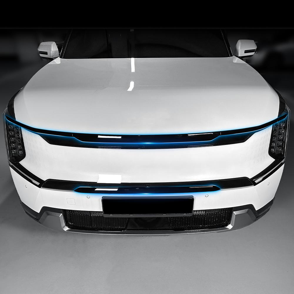 Для Kia EV9 4 шт. Автомобильные Декоративные Полосы из Углеродного Волокна и Пиано-Черного Пластика на Передний Бампер Снаружи Молдинги LHD RHD