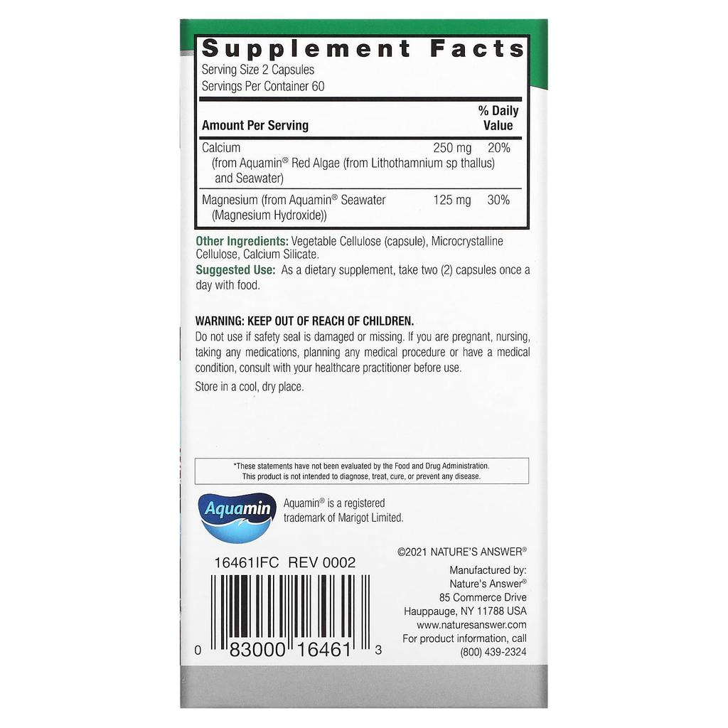 Nature'S Answer, Marine Calcium-Magnesium, 120 Veggie Caps