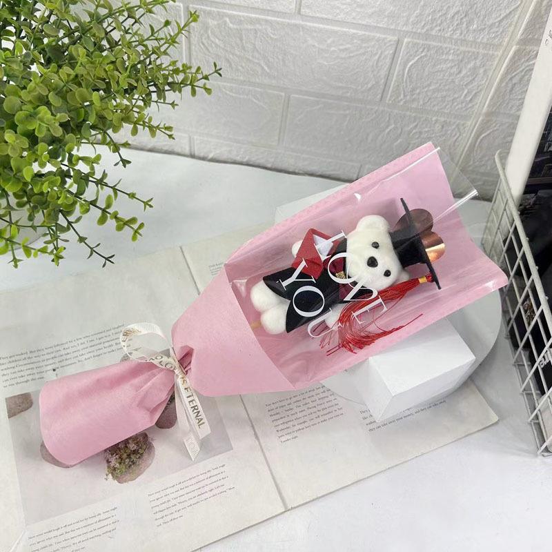 Подарок на выпускной, букет ручной работы своими руками, креативное украшение из нескольких цветов, мультяшный медведь, реквизит для фотосъемки, аксессуары