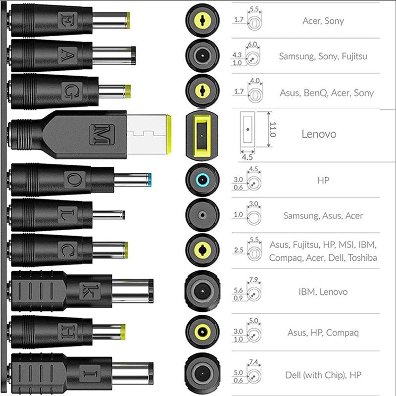 100 Вт 65 В Универсальный адаптер-разъем Type C для ноутбука, DC-разъем, USB-C кабель для зарядки, набор из 10 шт.
