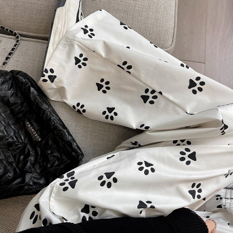 Брюки женские с белыми следами от собак Yamamoto, летние тонкие новые повседневные широкие брюки из ледяного шелка с высокой талией