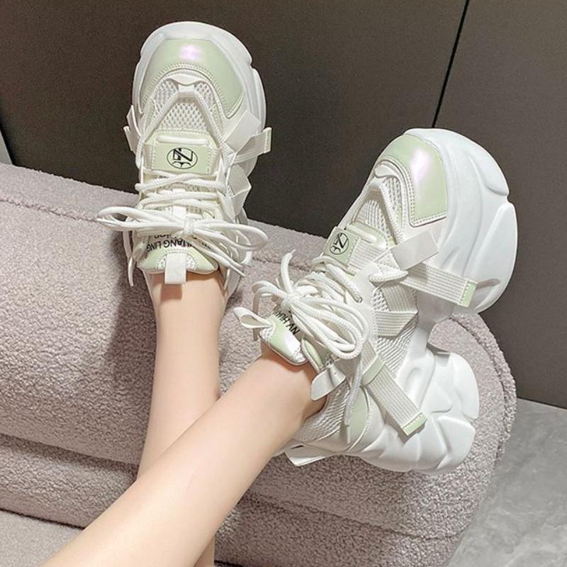 Женские массивные кроссовки на высокой платформе 8 см, спортивная обувь для папы, женские повседневные зимние туфли из блестящей кожи, Zapatillas Mujer