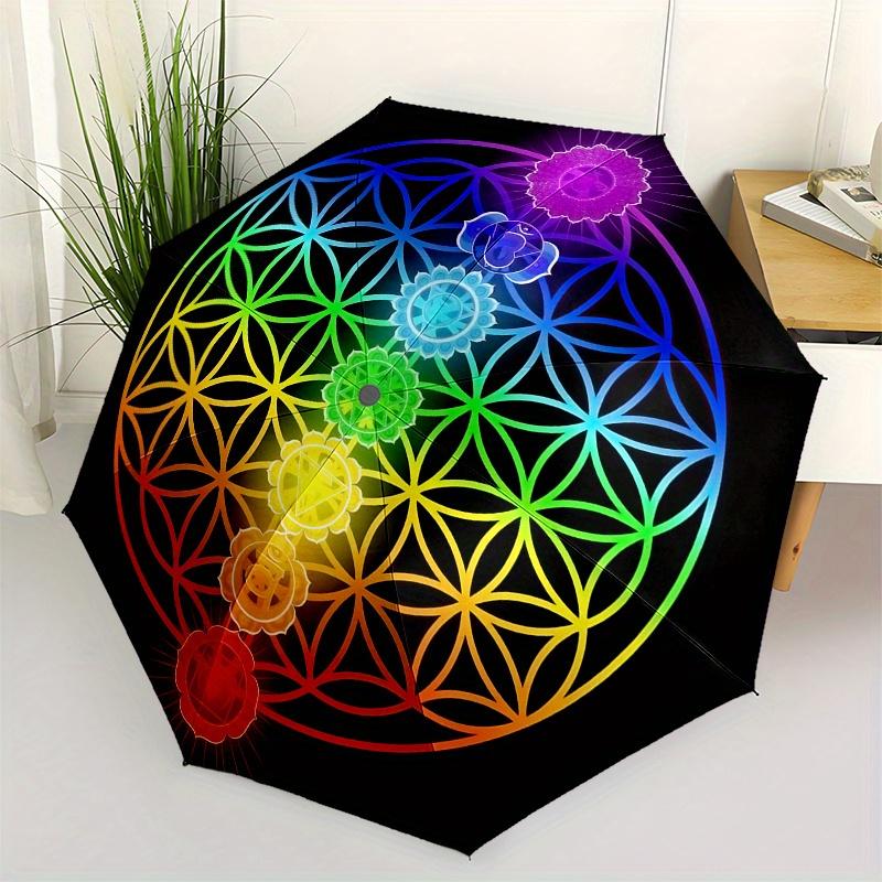 Chakra Balance Mandala Wall Art: Vibrant Energy Healing Design for Home DecorUmbrella, Portable 3-Fold Compact Umbrella,Christmas Gift ES624