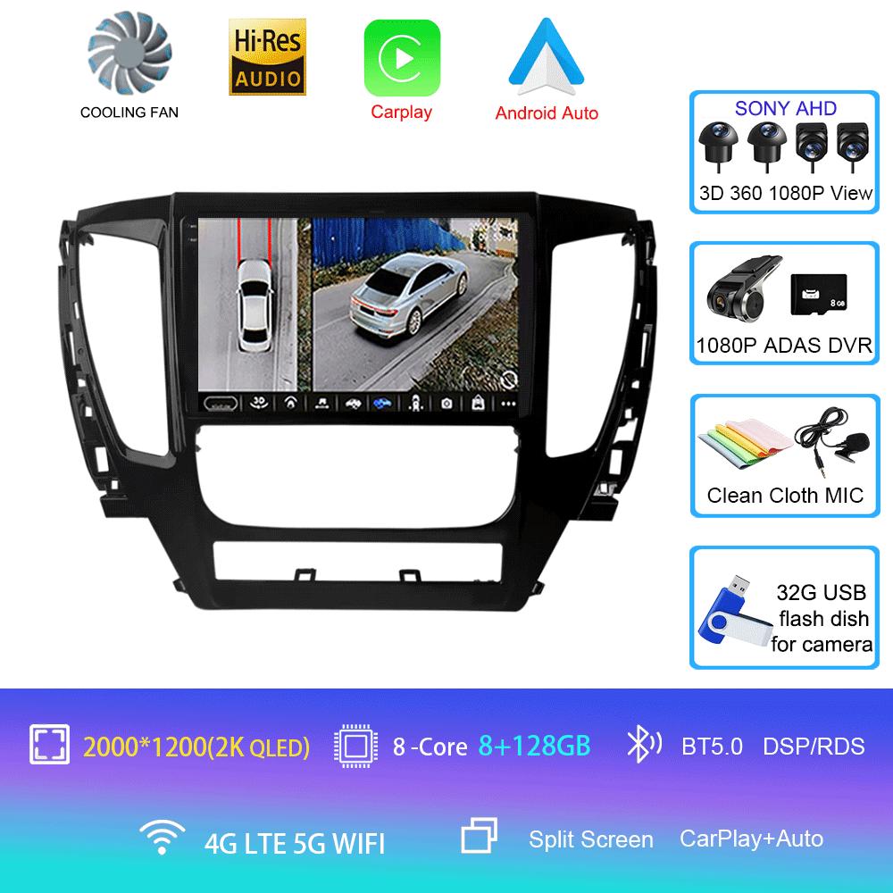Для Mitsubishi Pajero Montero Sport 3 2015-2021 Автомобильный мультимедийный радиоприемник GPS DPS IPS CarPlay 360 Панорамный оптический Android 14