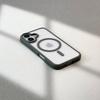 For iPhone 16 Clear Phone Case PC +TPU Back Cover Compatible with MagSafe - Black