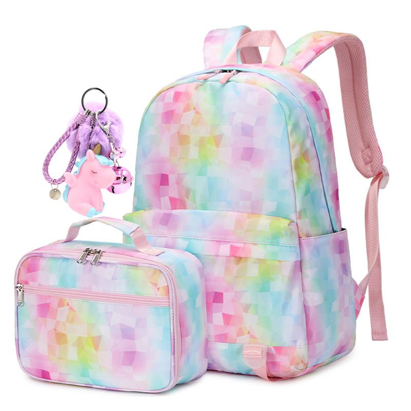 Lightweight Water Resistant Backpack for Kids Girls School Backpack with Lunch Box Elementary Middle School Book Bag Set