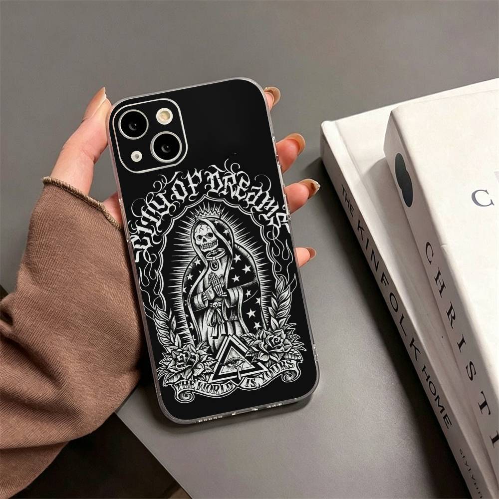 Чехол для телефона с принтом S-Santa M-Muerte Для iPhone17,16,15,14,13,12,11 Plus,Pro Max Мягкий прозрачный чехол