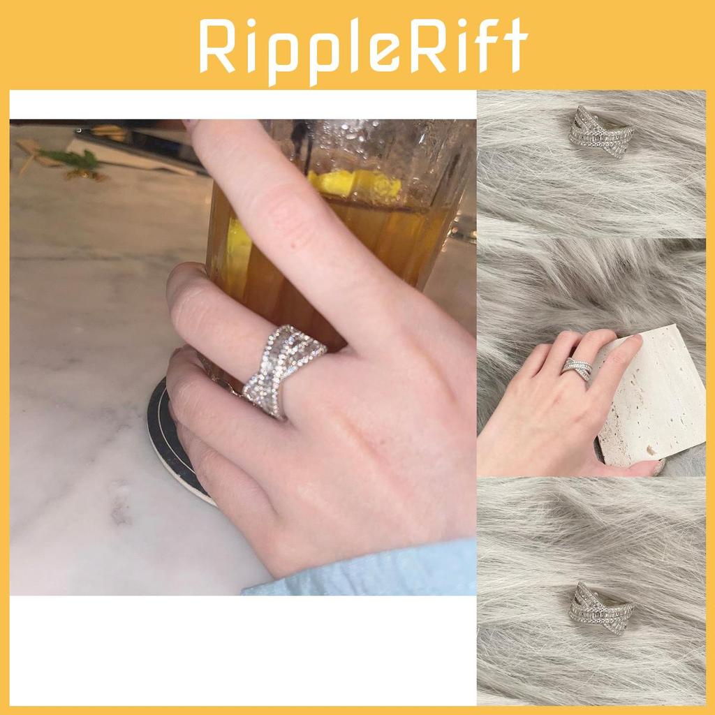 Unique Design Fashionable Adjustable Open Ring For Women Vintage Zircon Copper Jewelry