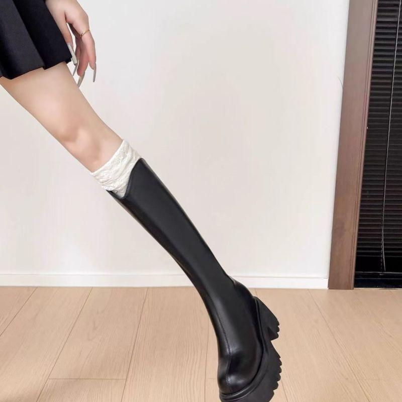 Удобные ботинки на толстой подошве, детские модные универсальные, с задней молнией, на толстом каблуке, женские высокие ботинки, новинка осени и зимы 2025