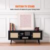Rattan TV Stand, Boho TV Cabinet for 55 inch TV, Mid Century Modern TV Stand, Rattan TV Console with Adjustable Shelfs for Living Room, Media Room,