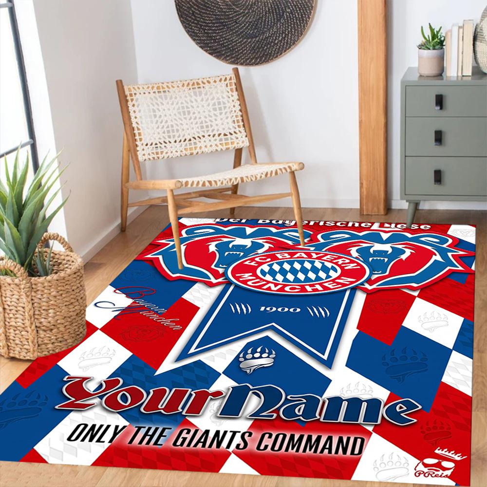 Bayern Munich Customize Your Name Area Rug Perfect for Game Room Study room Foyer Bedrooms Antislip Carpet Anime Office Decor Wedding Party Gift